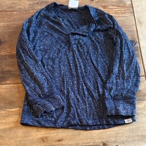 GAP Navy Marled Knit Toddler Long Sleeve Tee | Size 4T Boy | V-Neck Button Shoul